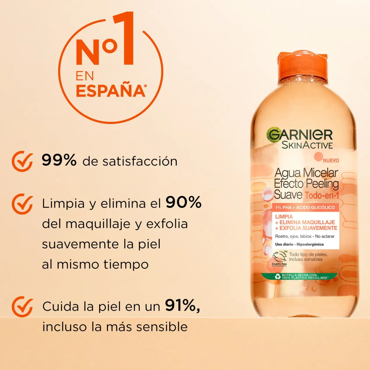 Agua Micelar Efecto Peeling Suave Todo en 1