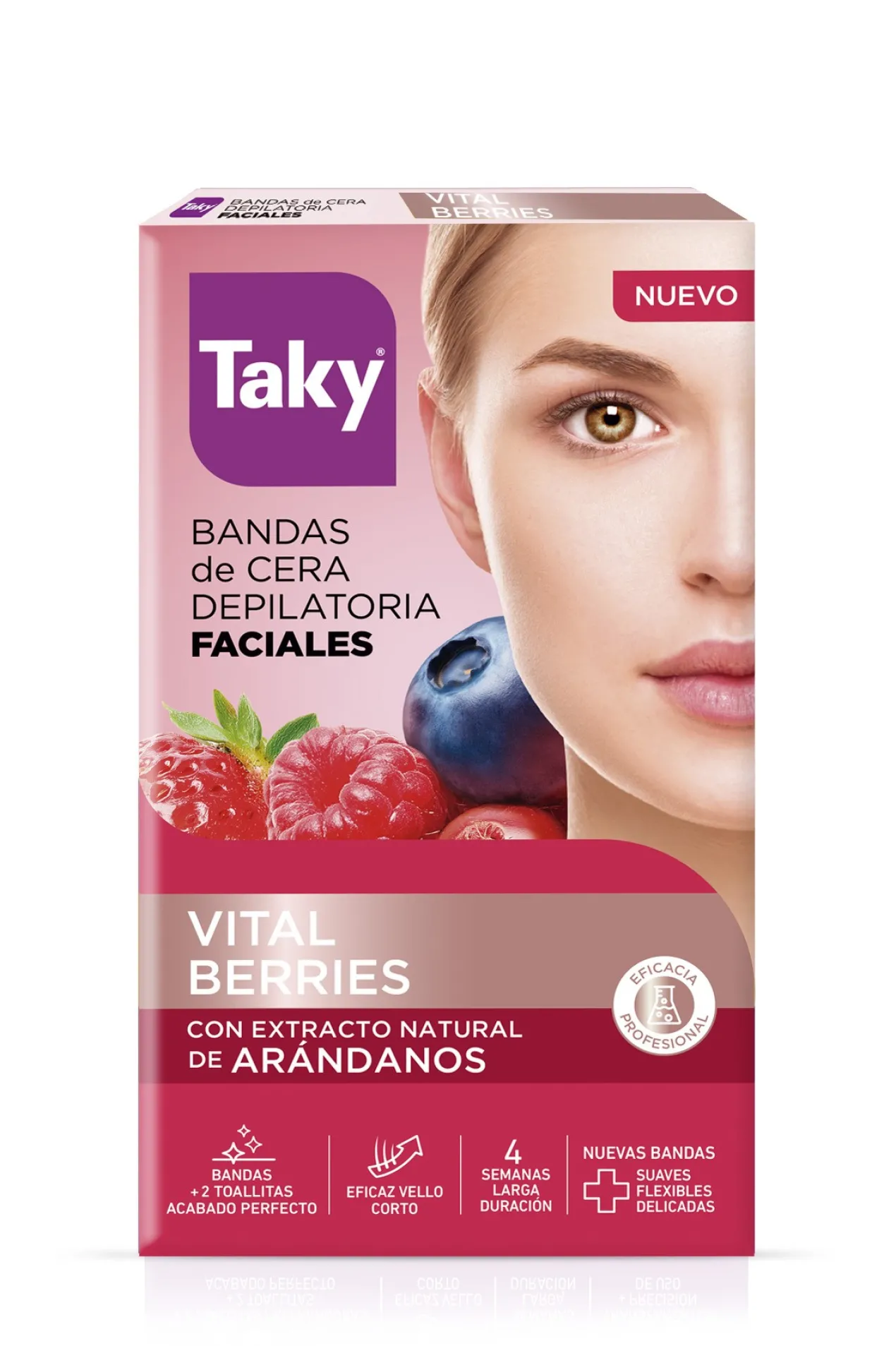 Bandas de Cera Depilatoria Faciales Frutos Rojos