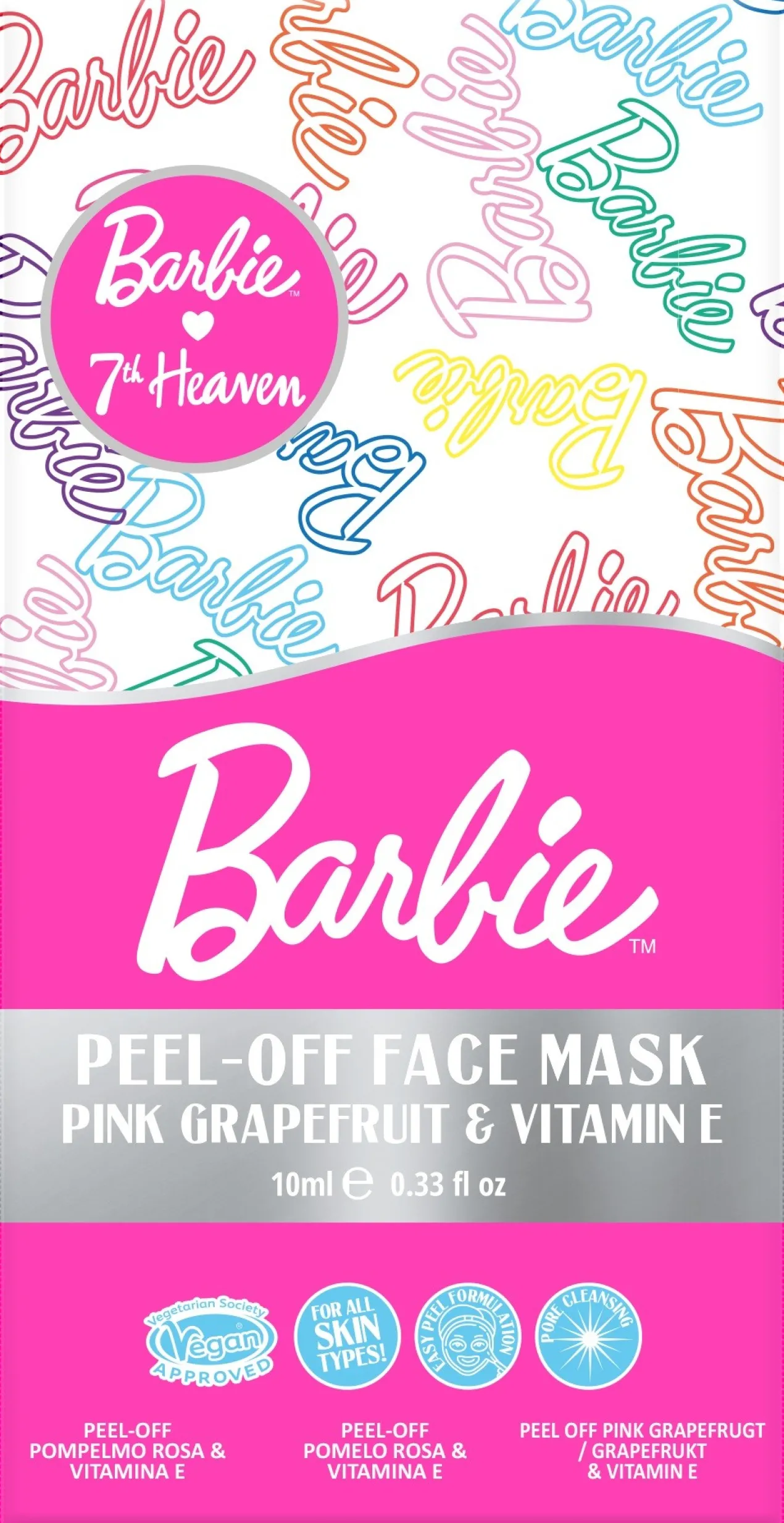 Barbie Peel-Off Face Mask Mascarilla Facial con Pomelo Rosa y Vitamina E