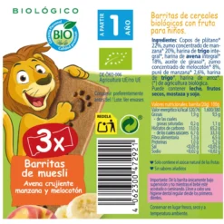 Barritas de Muesli Avena Crujiente, Manzana y Melocotón