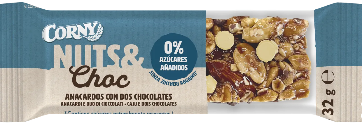 Barritas Nuts & Choc de Anacardos con 2 Chocolates
