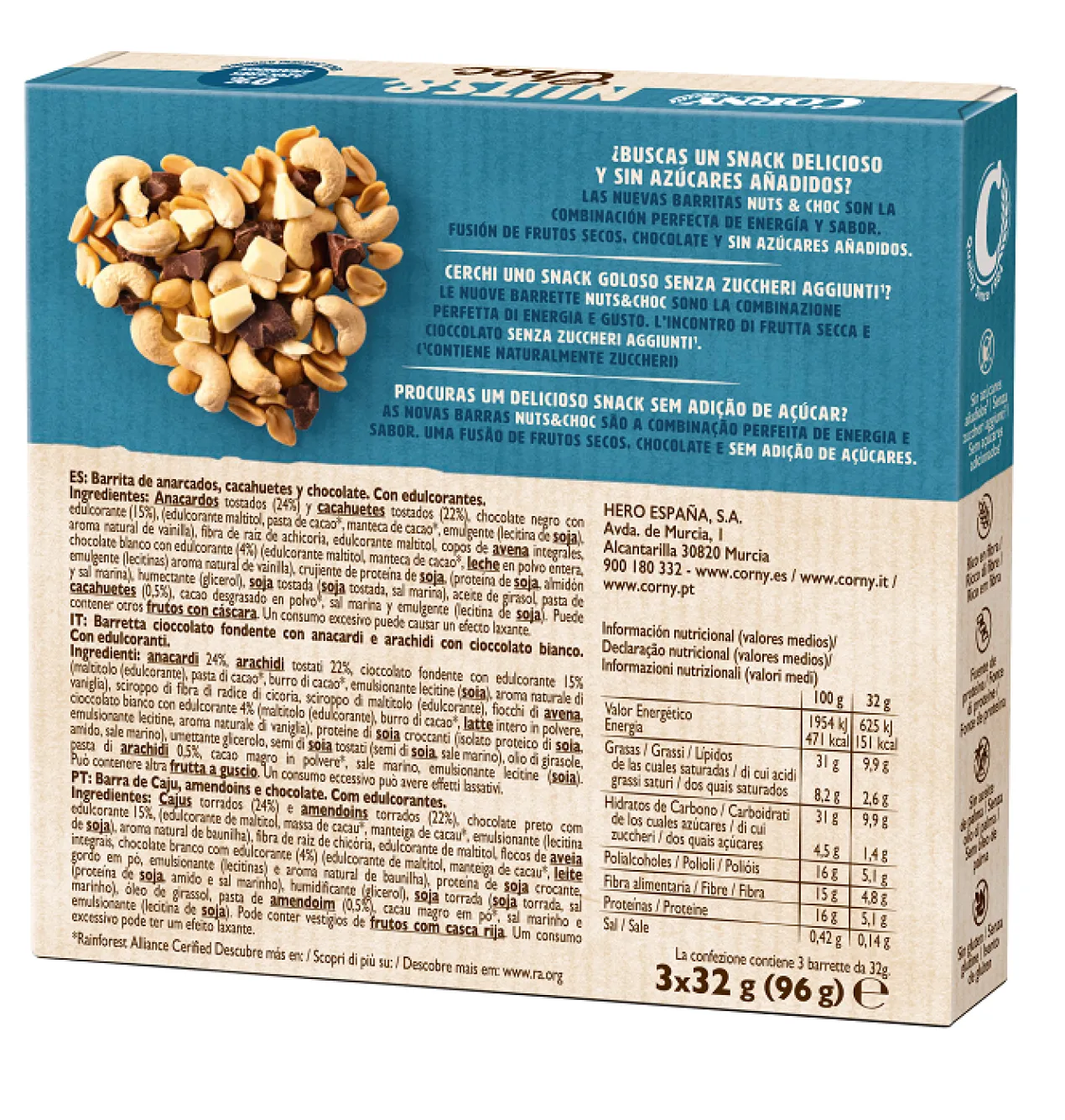 Barritas Nuts & Choc de Anacardos con 2 Chocolates