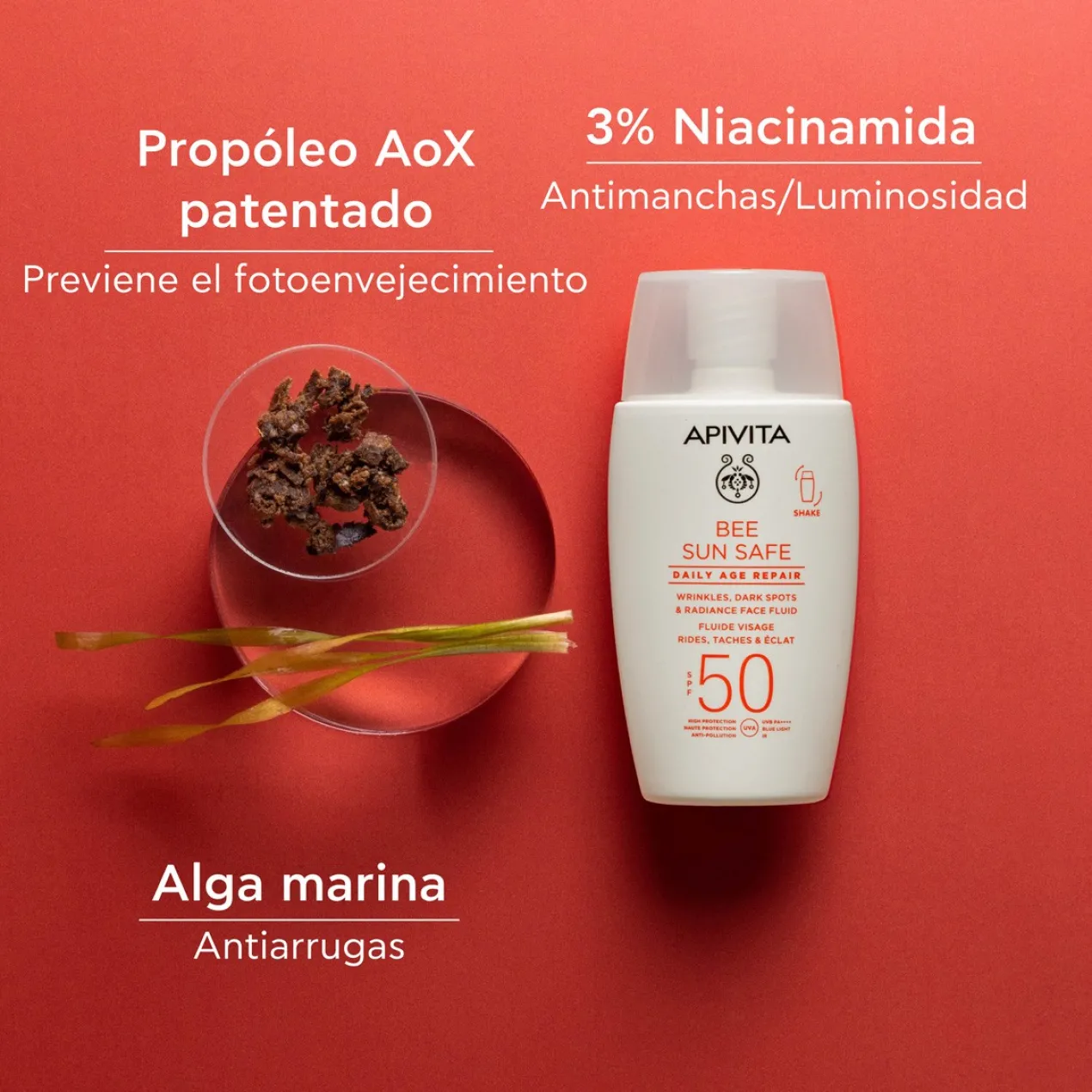 Bee Sun Safe Fluido Facial Reparación Antiedad SPF50