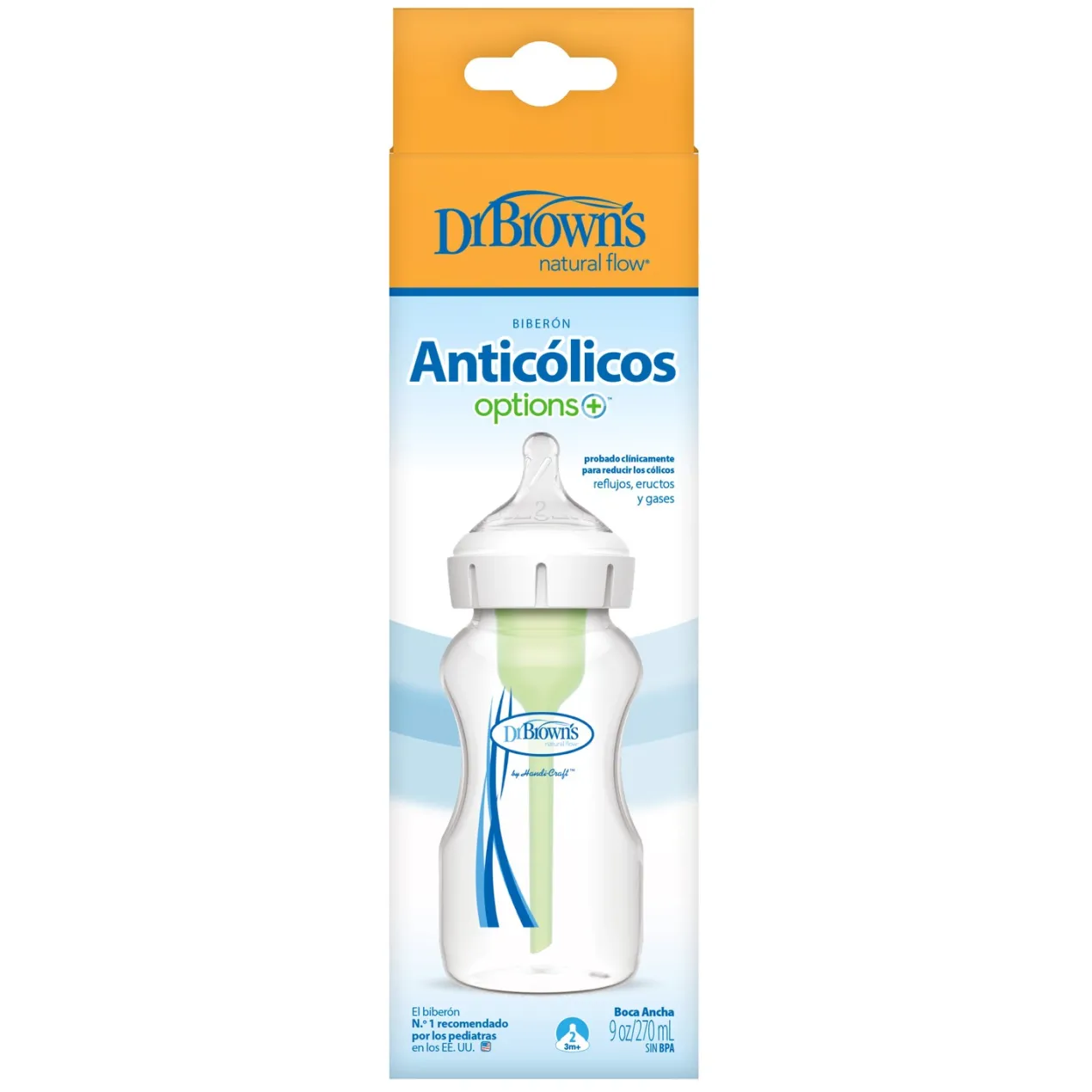 Biberón Anticólicos Options+ Boca Ancha