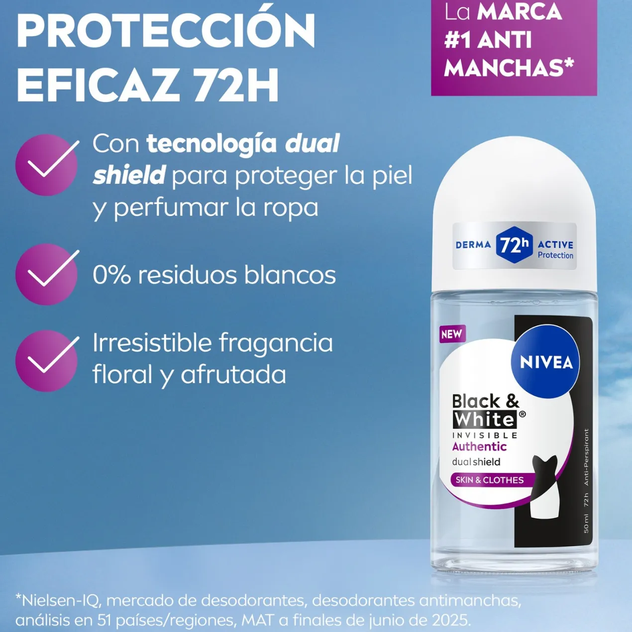 Black & White Authentic Roll on Desodorante Para Mujer