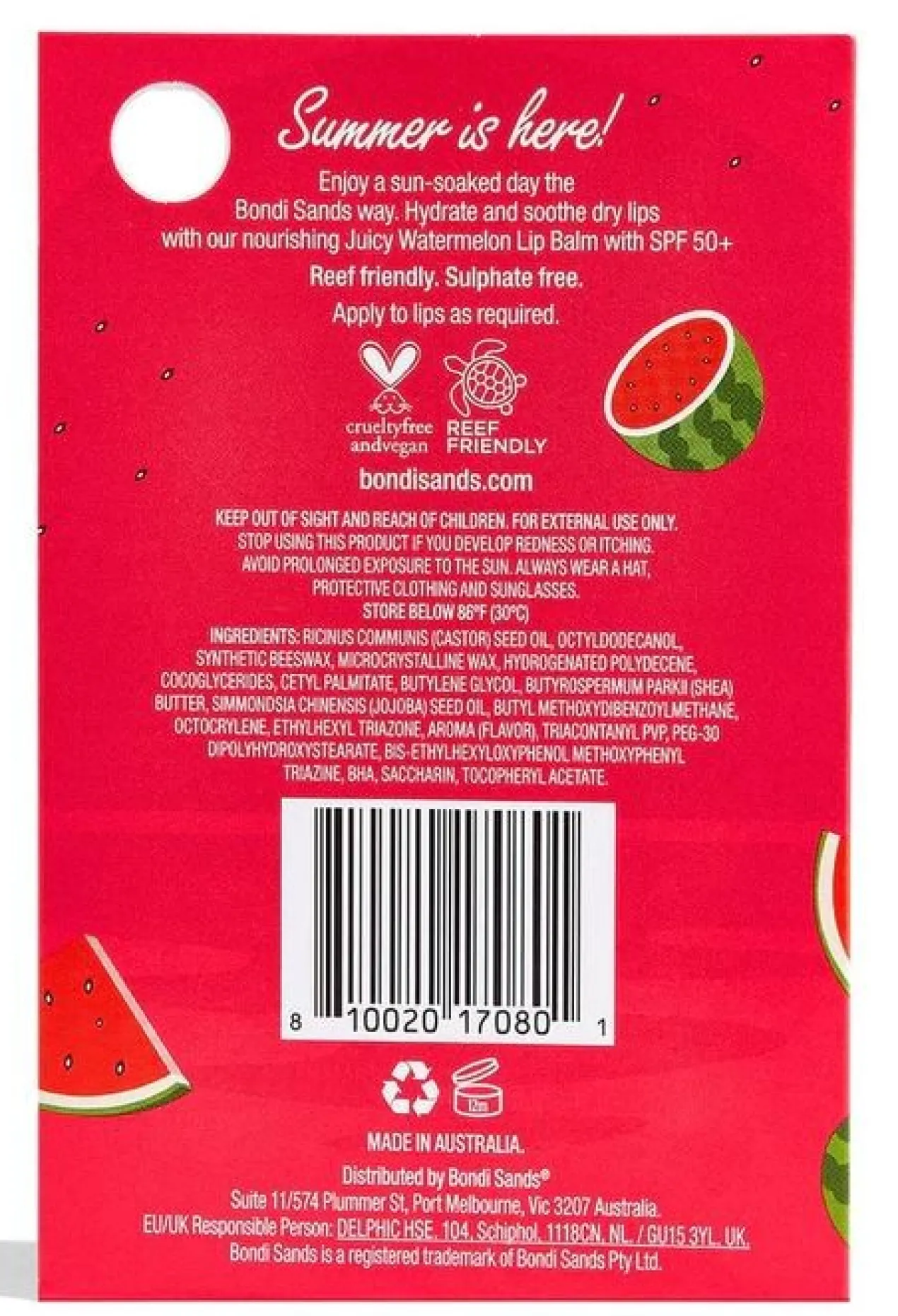 Bálsamo Labial Sandía SPF50+