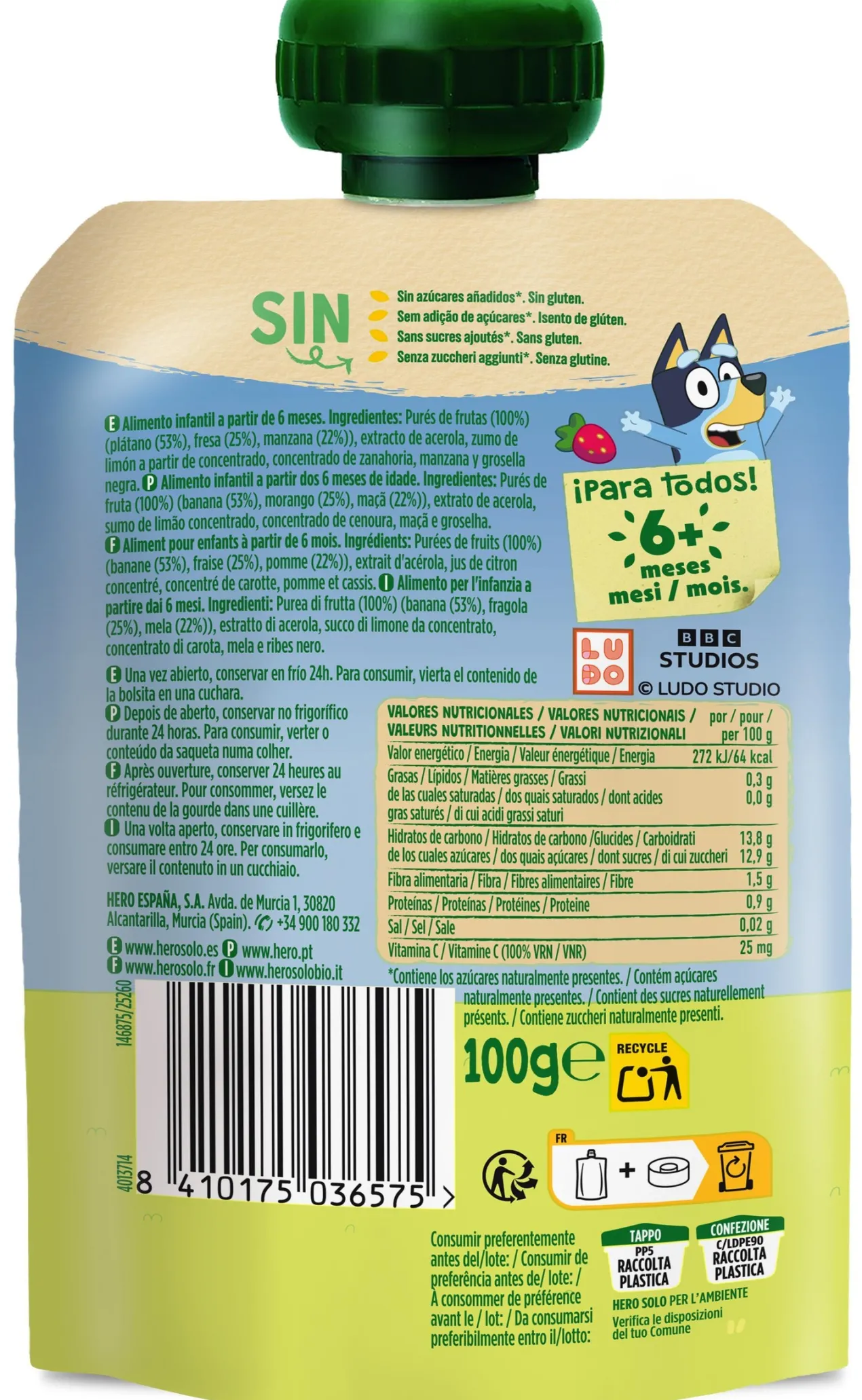 Bolsita Mi Fruta de Plátano y Fresa Hero Nanos
