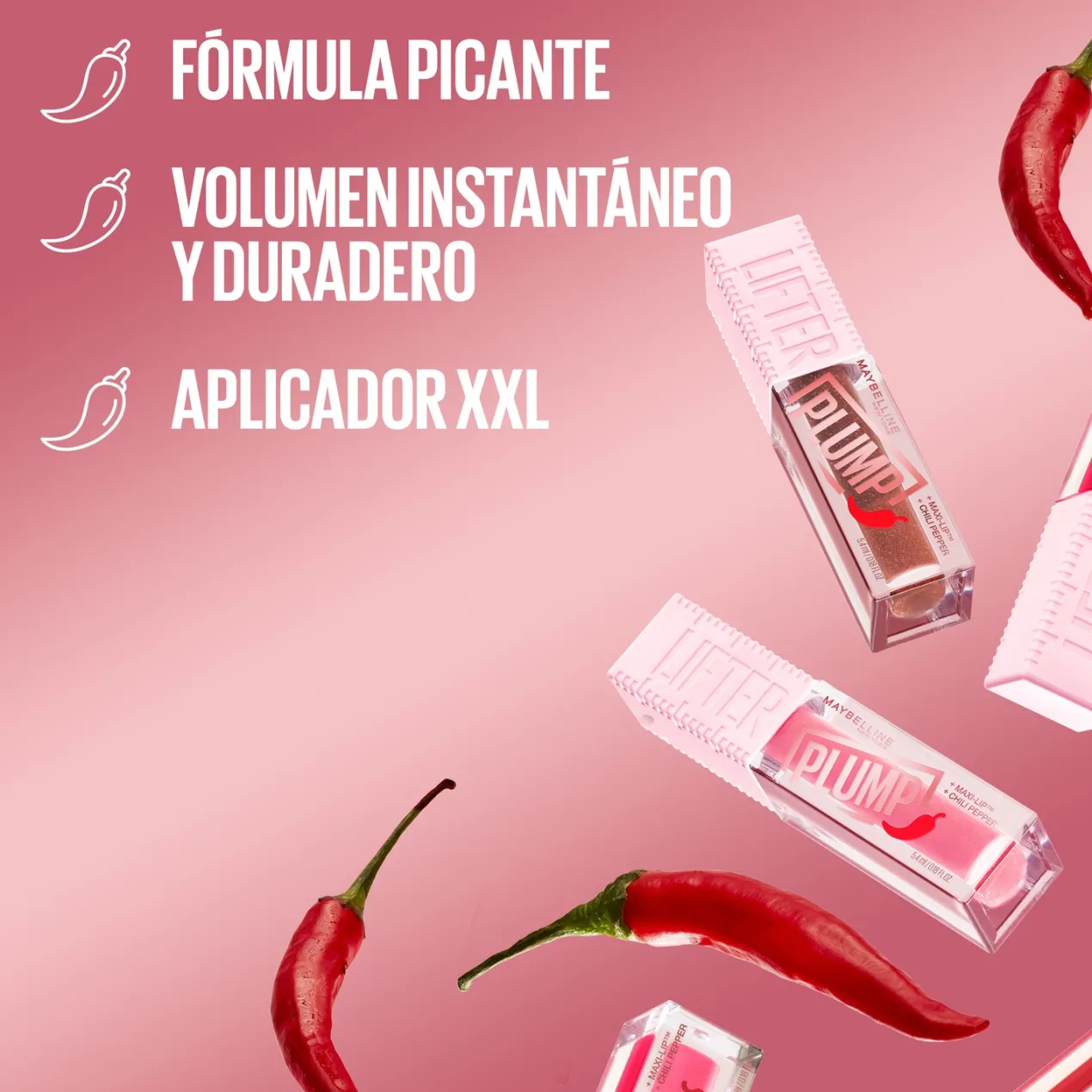 Brillo de Labios Lifter Plump con Chili Pepper y Ácido hialurónico