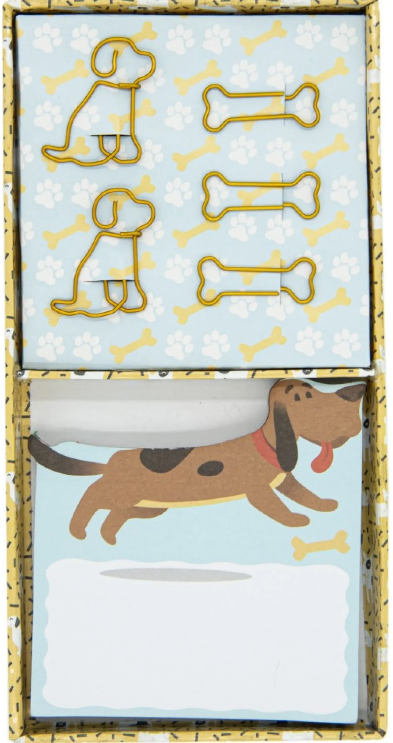 Caja Notas Adhesivas y Clips Perros