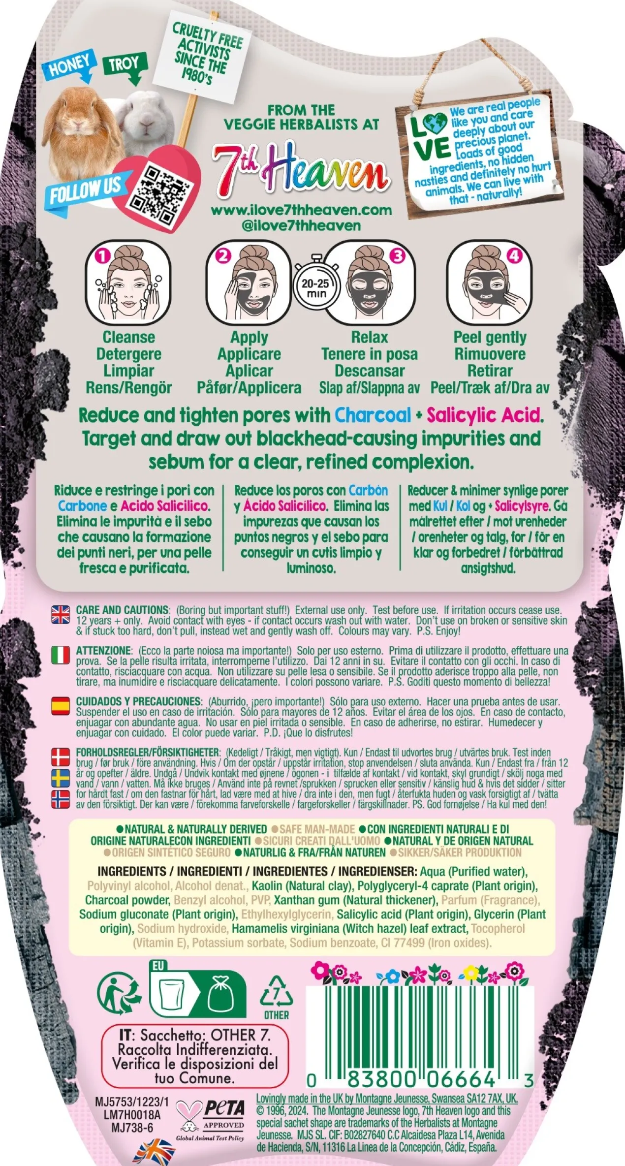 Charcoal Pore Refine Mascarilla Facial Peel-Off con Carbón Activo y Ácido Salicílico