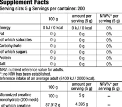100% Creatine Monohydrate Complemento alimenticio en polvo