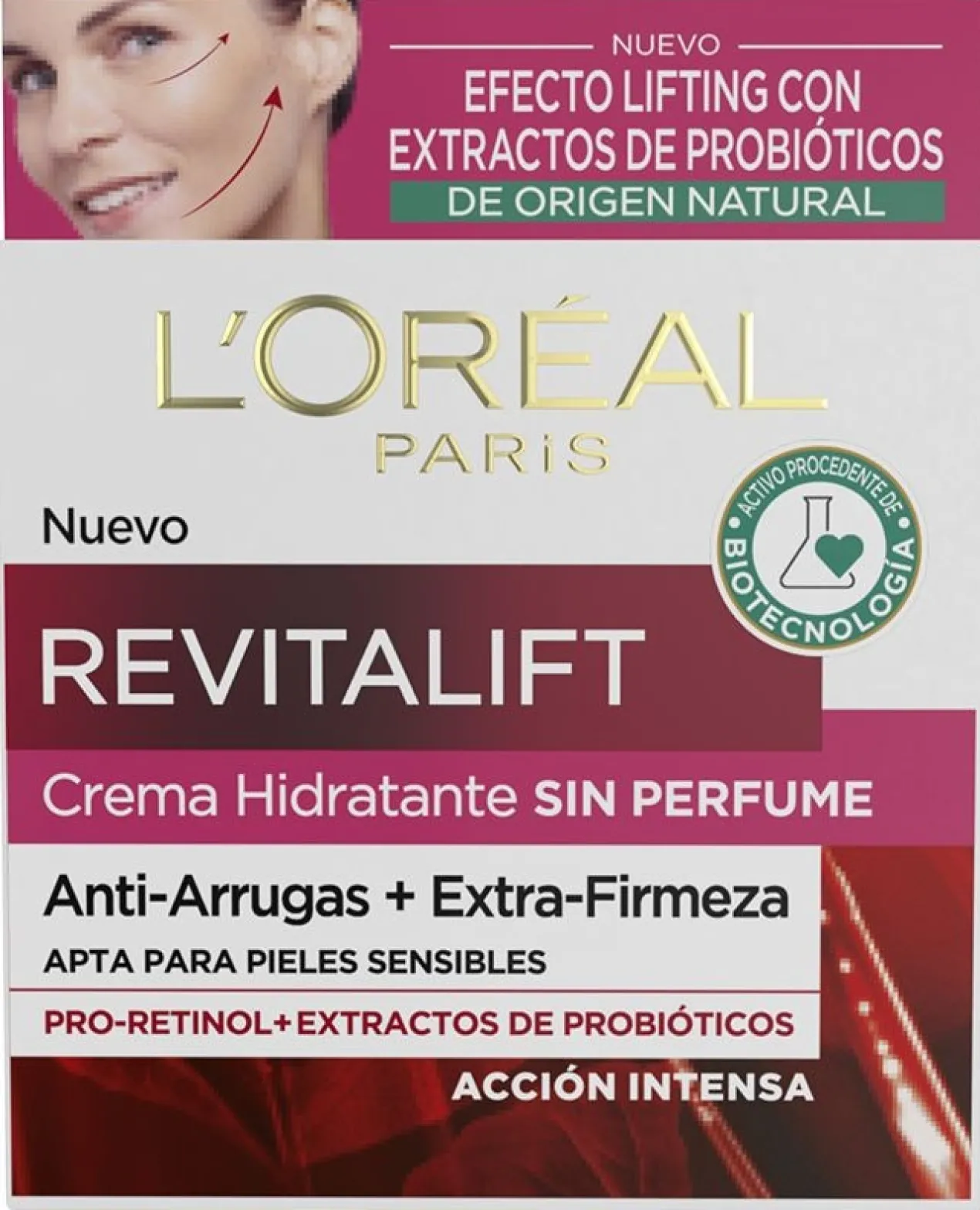 Crema antiarrugas Revitalift sin perfume