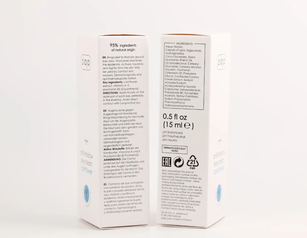 Crema contorno de ojos antiojeras con Aciano
