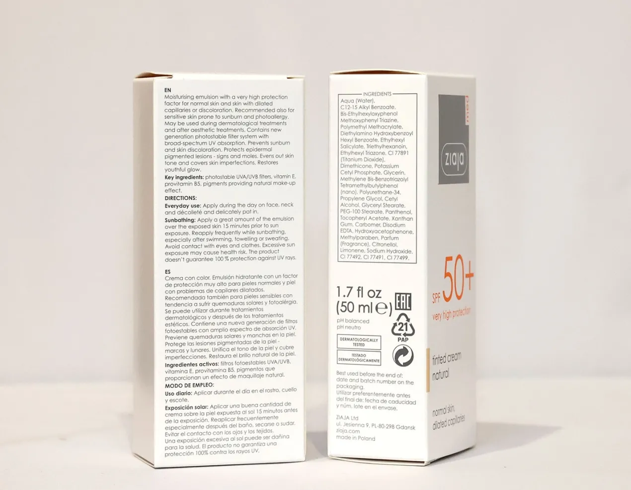 Crema Facial Protectora con Color Natural SPF50+