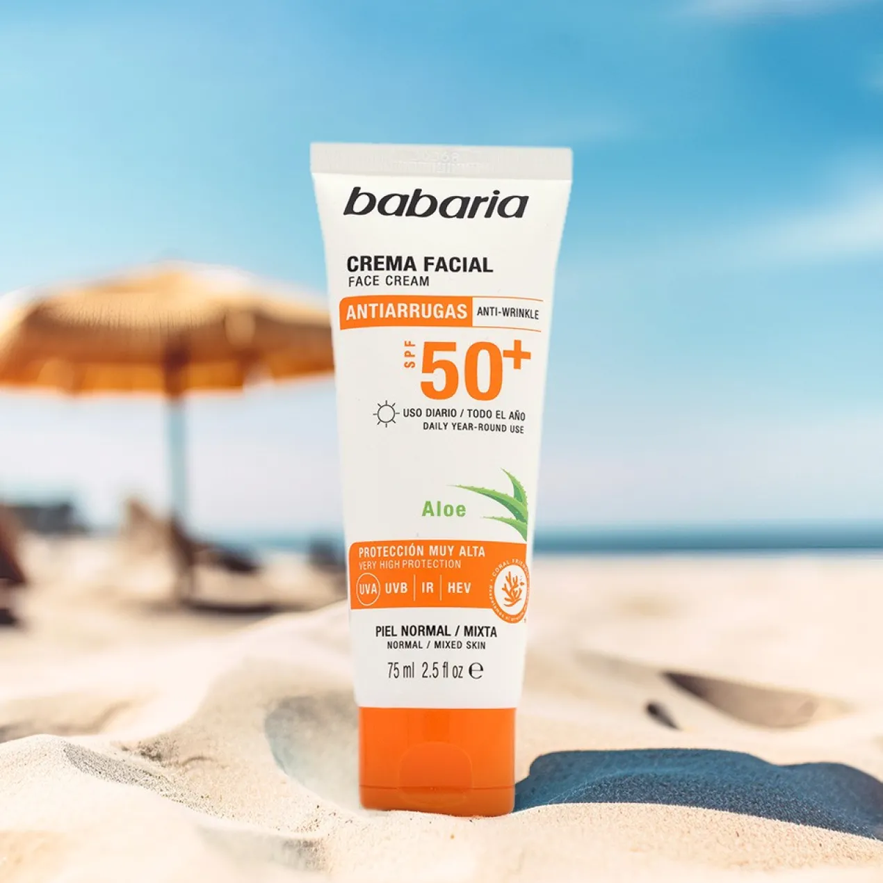 Crema Facial Solar con Aloe Vera SPF 50+
