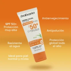 Crema Facial Solar con Aloe Vera SPF 50+