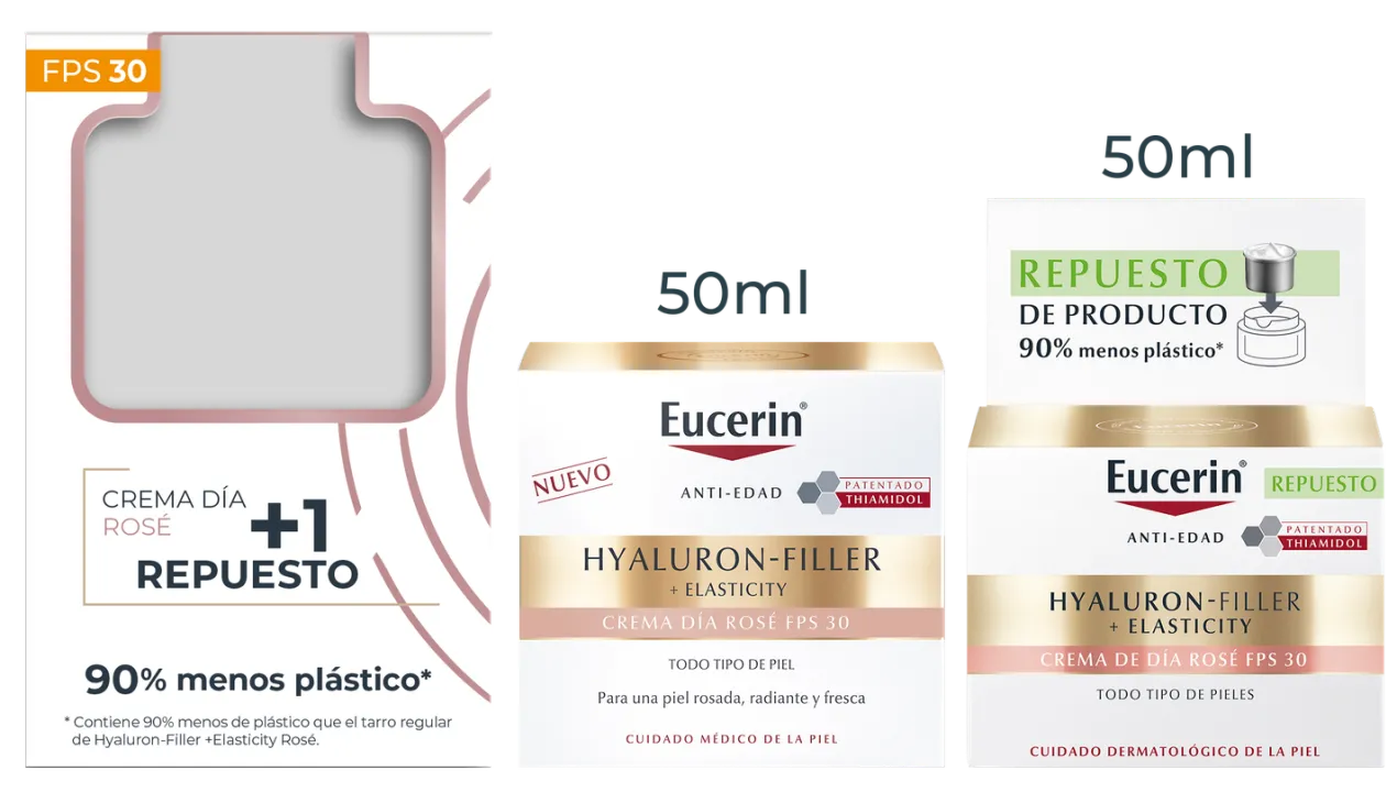 Crema Hyaluron-Filler + Elasticity Día Rosé SPF30 + Refill