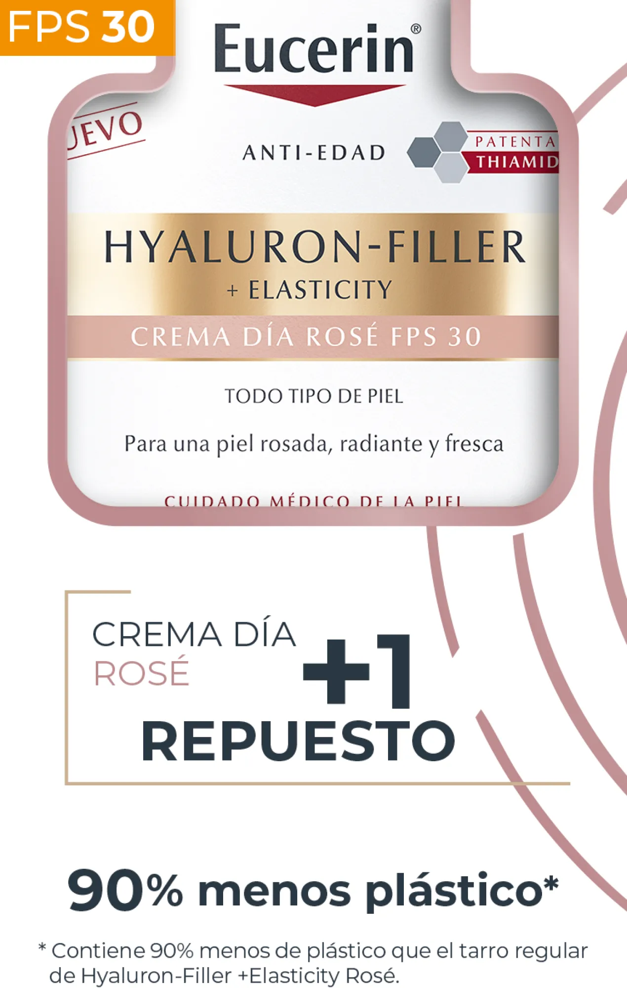 Crema Hyaluron-Filler + Elasticity Día Rosé SPF30 + Refill