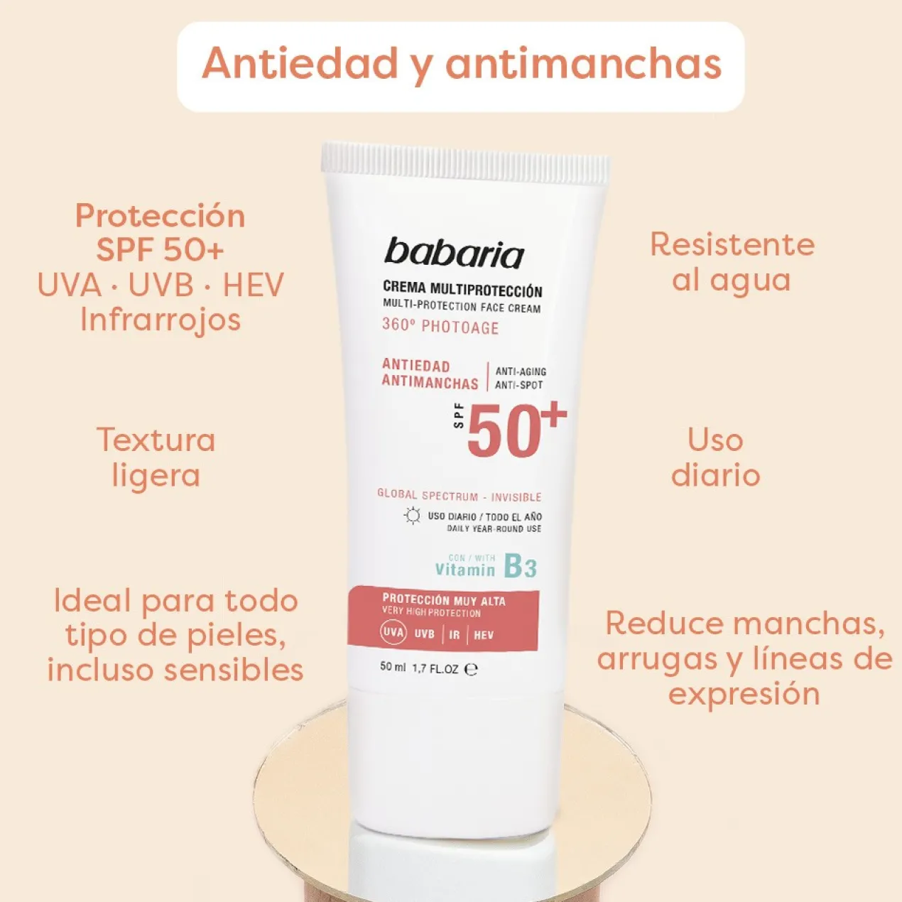 Crema Multiprotección 360º Photoage Antiedad y Antimanchas SPF50