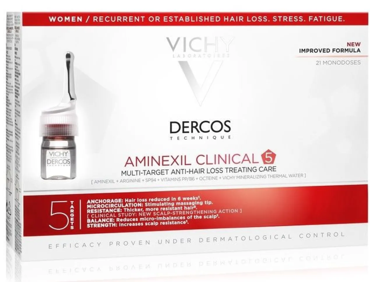 Dercos Aminexil Clinical Mujer Ampollas Anticaida
