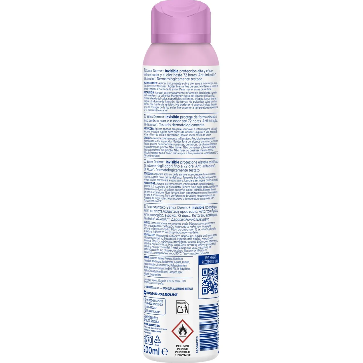 Desodorante Spray Dermo Invisible Protección Antitranspirante 72h