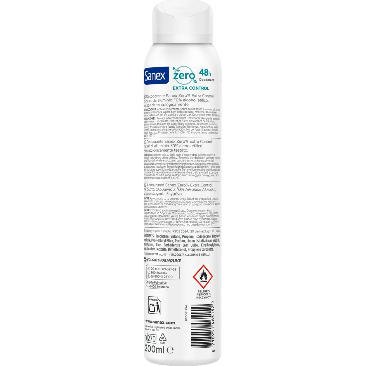 Desodorante Spray Zero % Extra Control Protección 48h