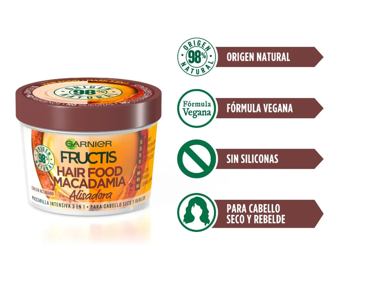 Fructis Hair Food Coco Mascarilla 3 en 1 Alisadora