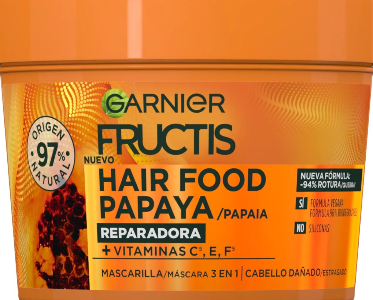 Fructis Hair Food Mascarilla Cabello 3 en 1 Papaya