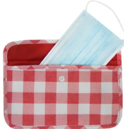 Funda Porta Mascarillas de Tela Cuadros Vichy Rojos