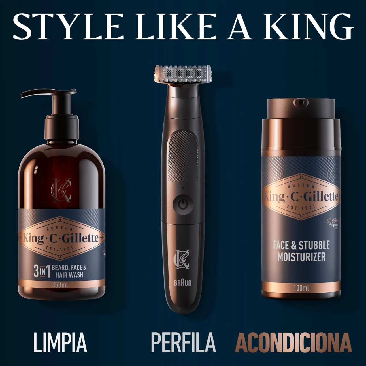 Gillette King C. Crema Hidratante para Cara y Barba