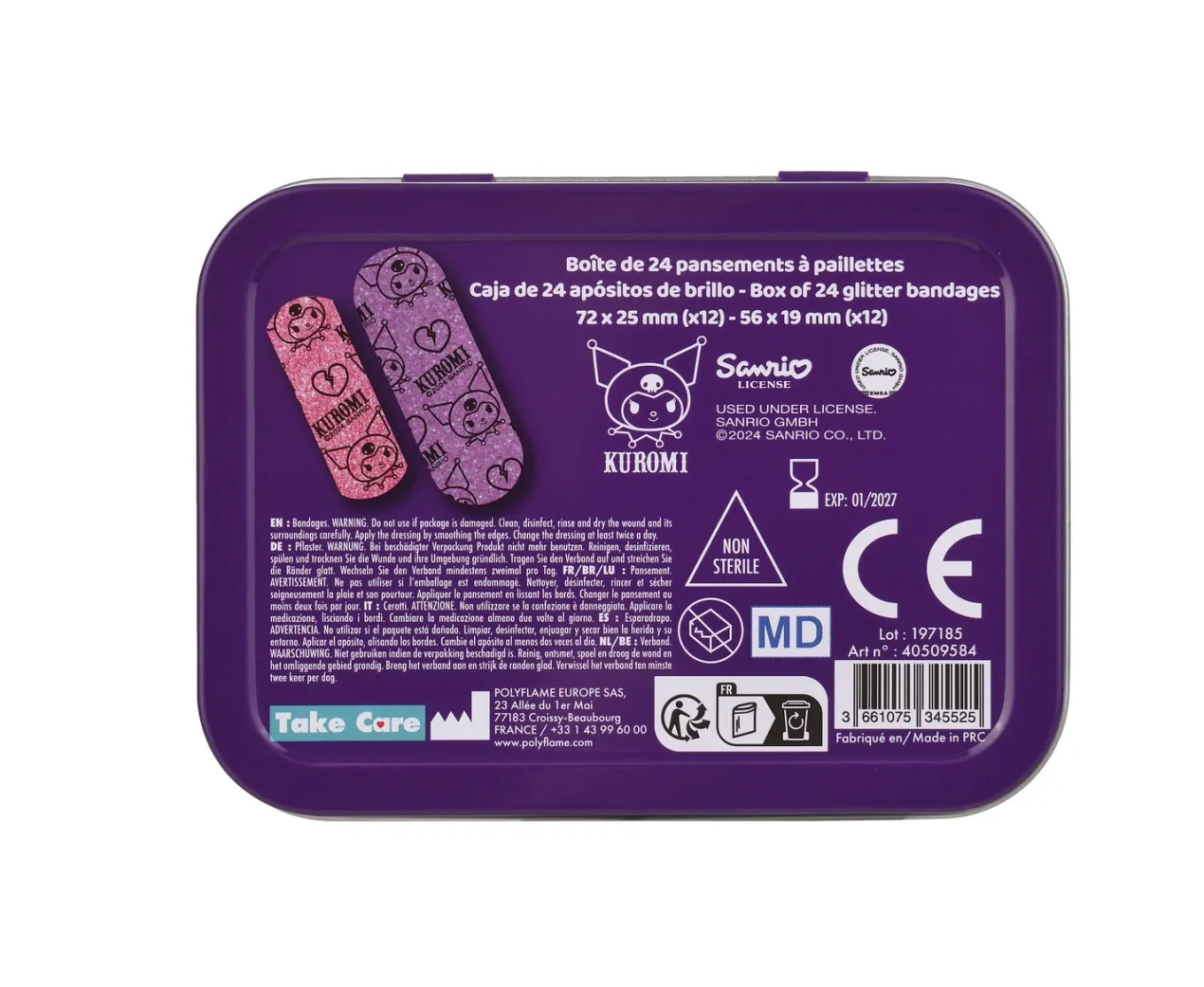 Hello Kitty Kuromi Caja de Apósitos Infantil Brillante