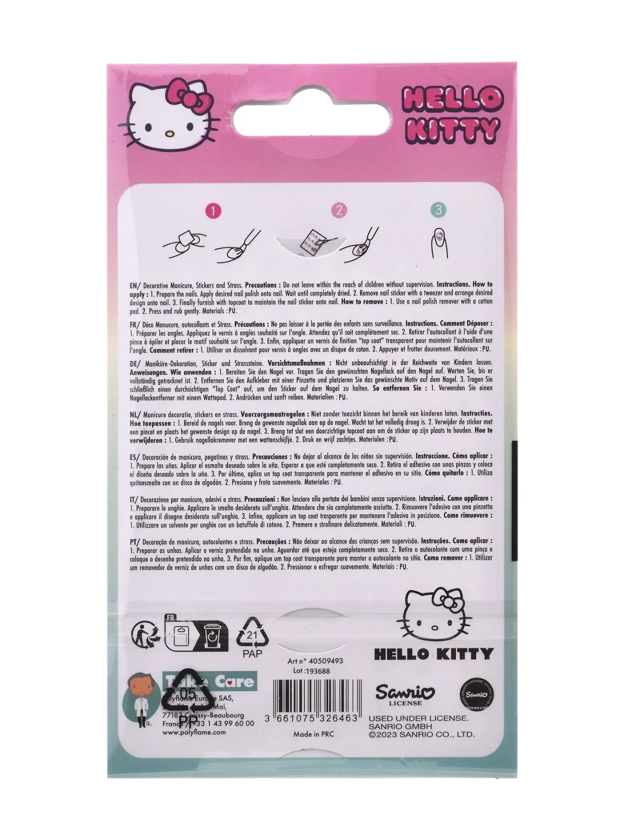 Hello Kitty Pegatinas y Piedras Strass para Decoración de Uñas