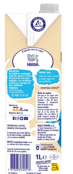 Leche Júnior Crecimiento Galleta María
