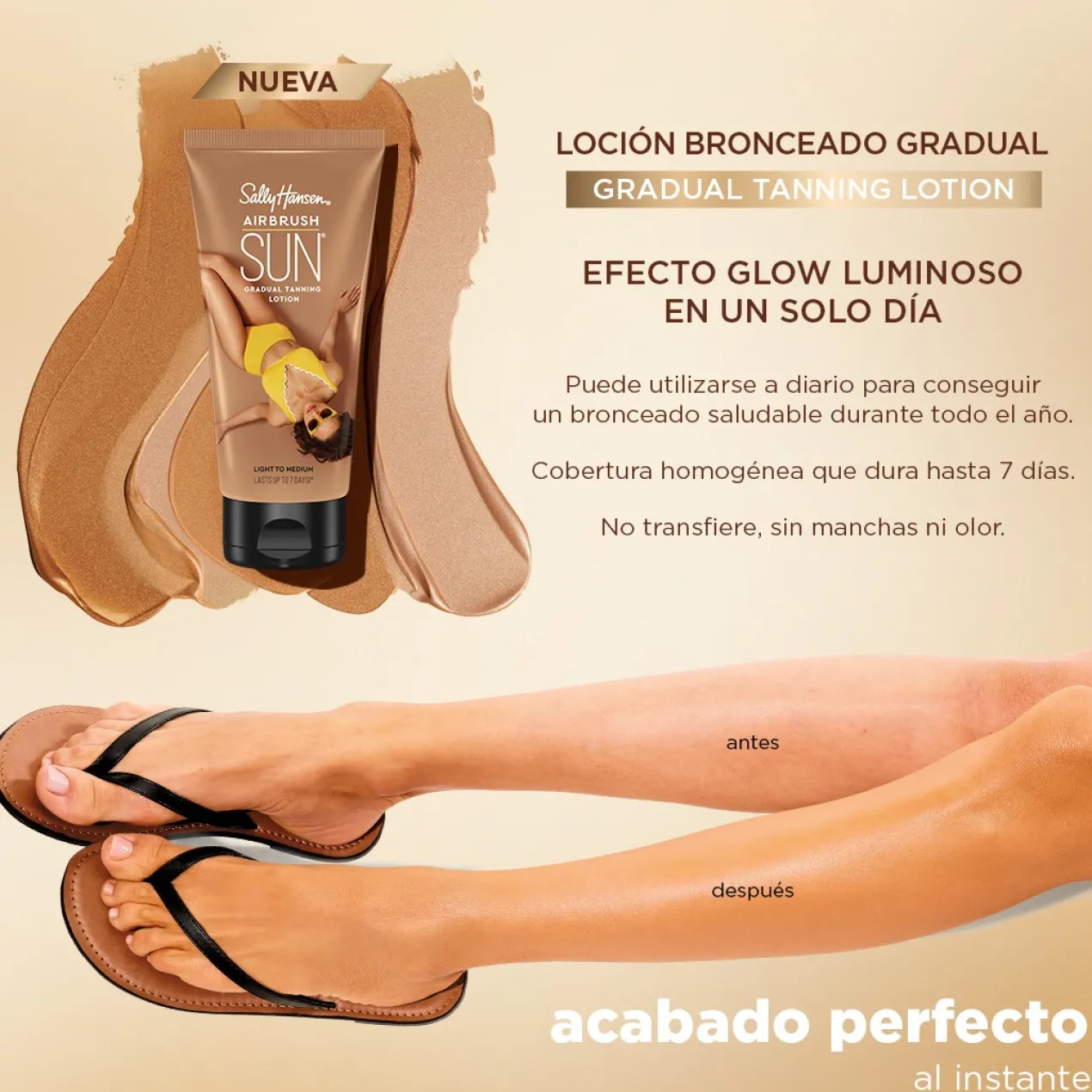 Loción Autobronceadora Airbrush Legs Sun Gradual Tanning Lotion