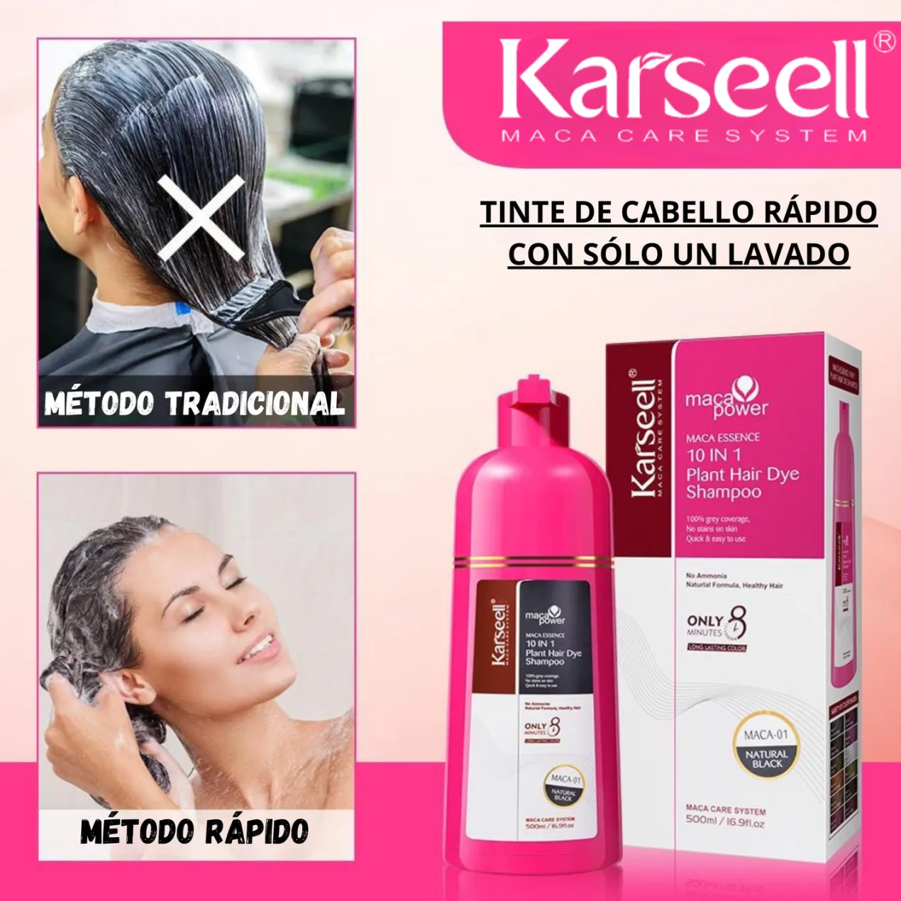 Maca Essence Champú Tinte 10 en 1 Castaño Claro