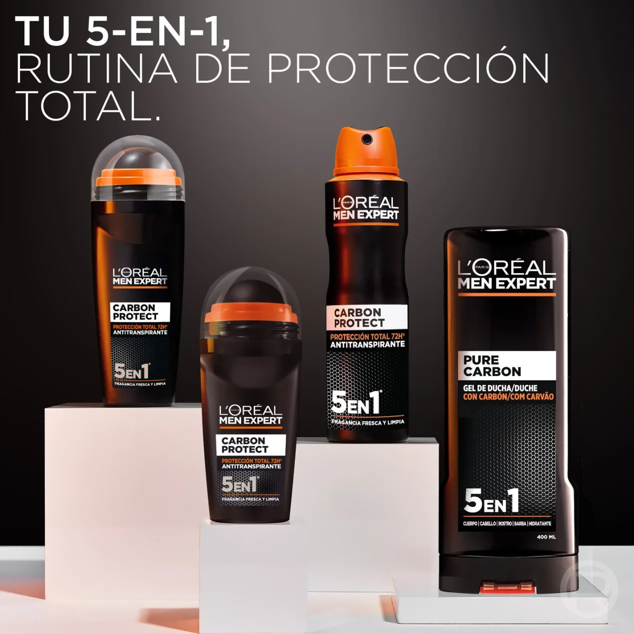 Men Expert Carbon Protect Spray Antitranspirante 5 en 1