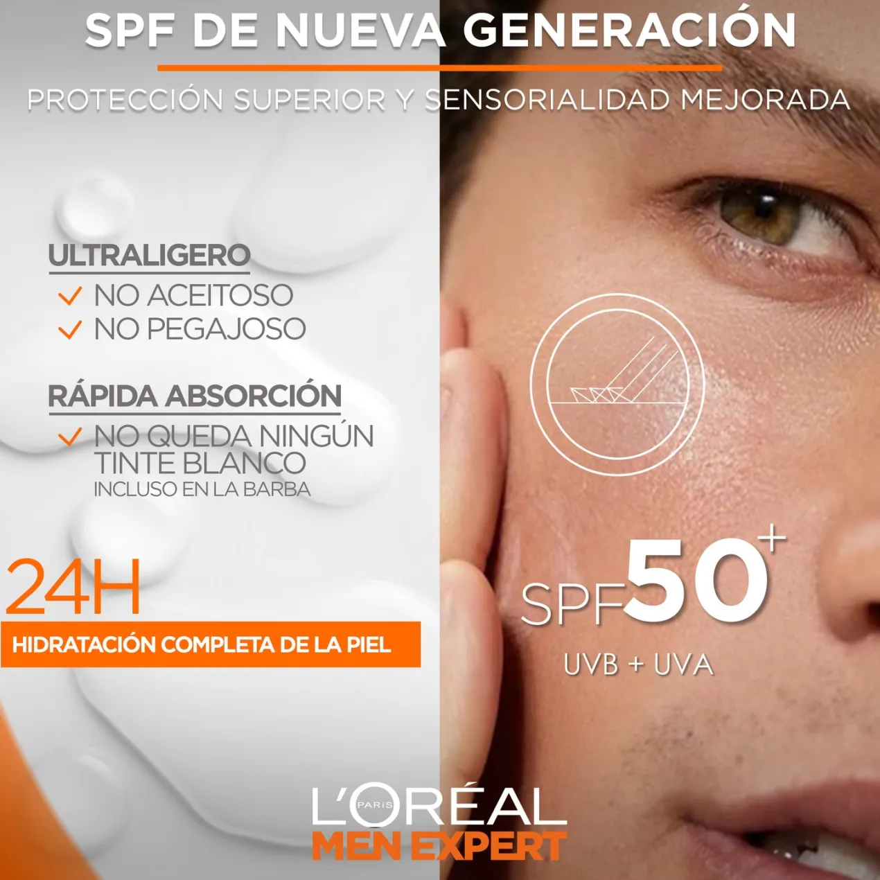 Men Expert Hydra Energetic Fluido Invisible Diario FPS 50+