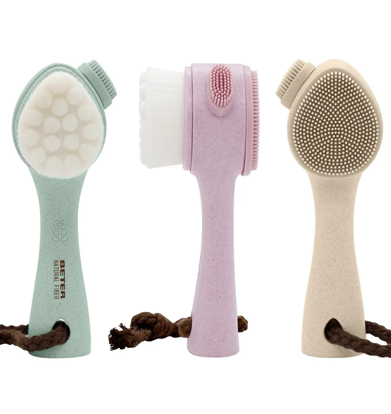 Natural Fiber Cepillo Masaje Facial 2 en 1