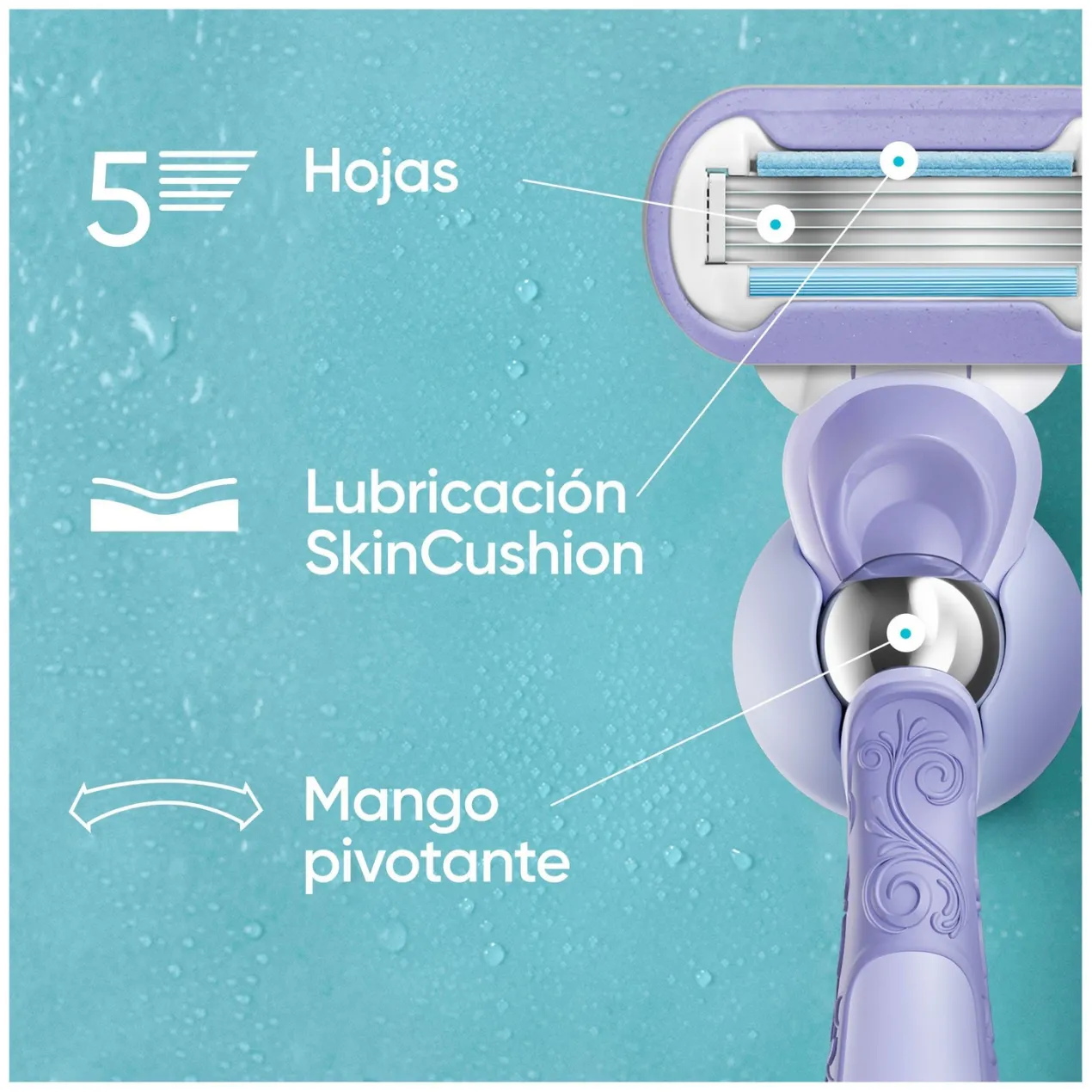 Neceser Venus Extra Smooth Swirl Maquinilla + 2 Recambios + Soporte