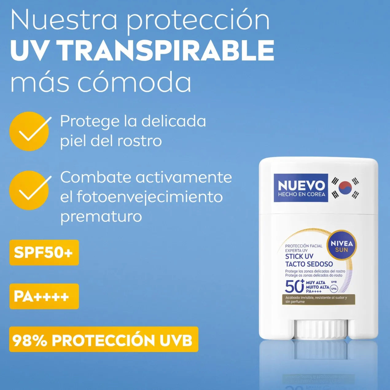 Nivea Sun Protección Facial Stick UV SPF50+ Tacto Sedoso