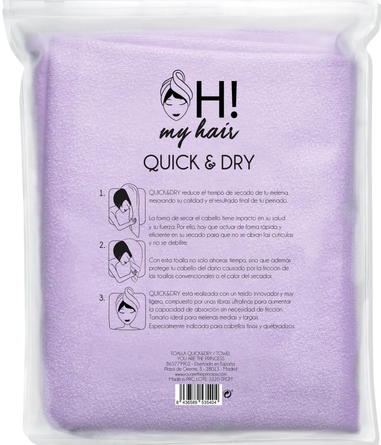 Oh My Hair Toalla para el Secado del Cabello Travel Size
