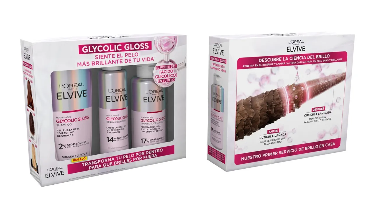 Pack Elvive Glycolic Gloss Champú + Tratamiento Laminado + Sérum