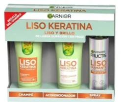 Pack Fructis Liso Keratina Champú + Acondicionador + Spray Liso Diamante