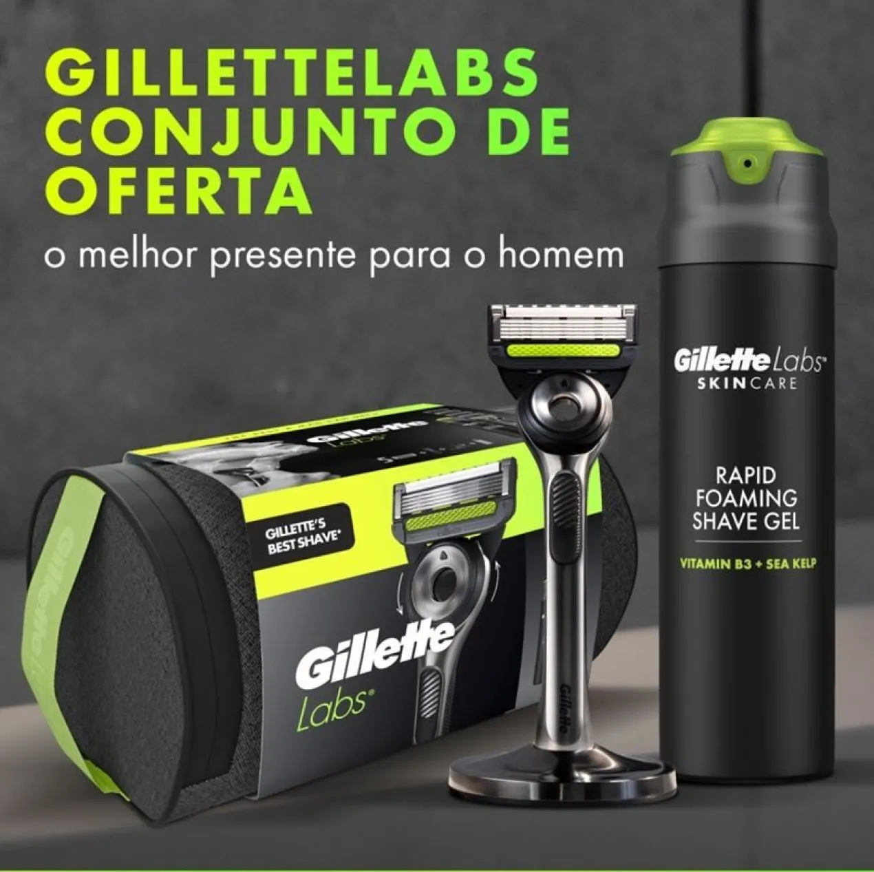 Pack GilletteLabs Maquinilla + Recambios + Gel + Soporte