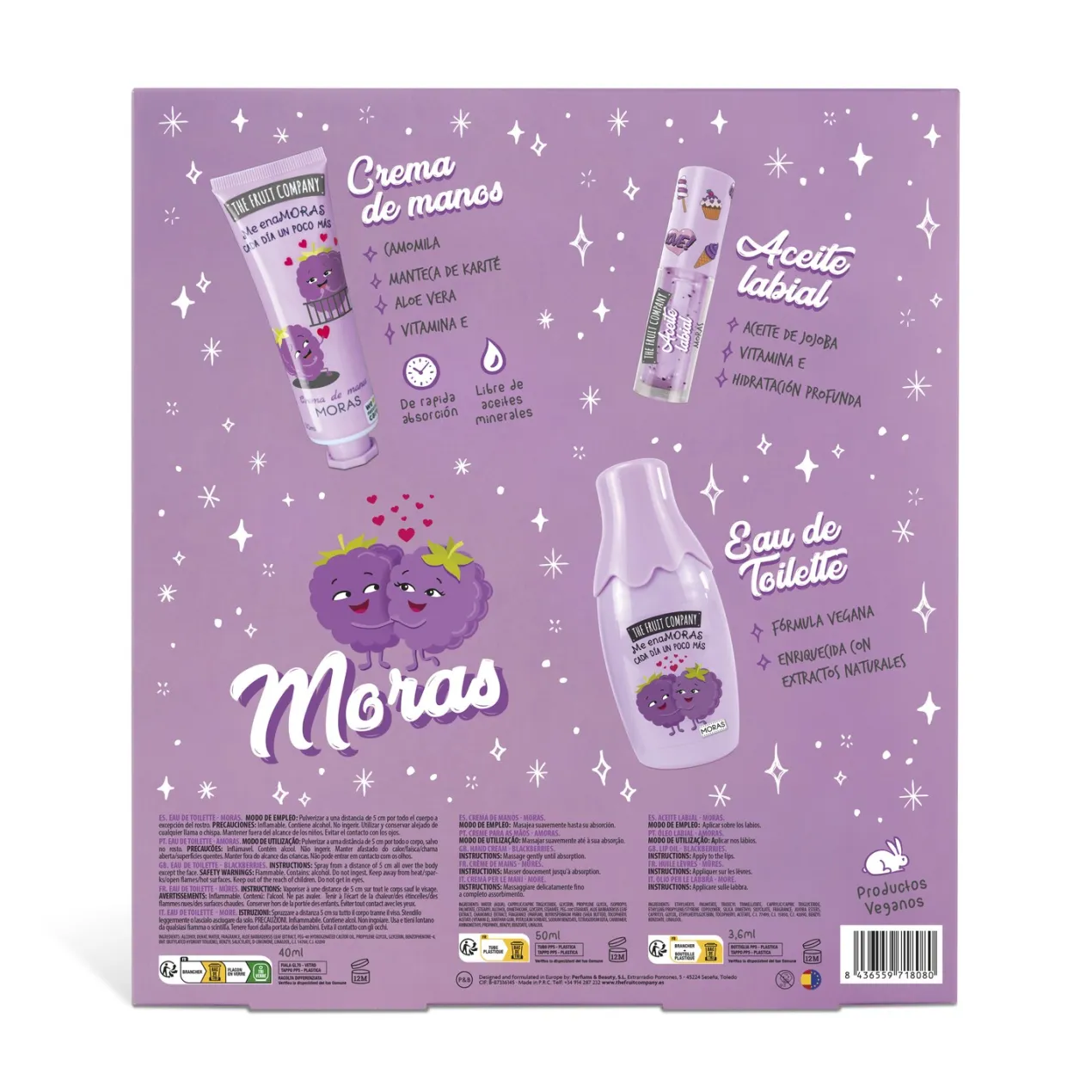 Pack Moras Aceite Labial + Crema de Manos + Eau de Toilette + Neceser