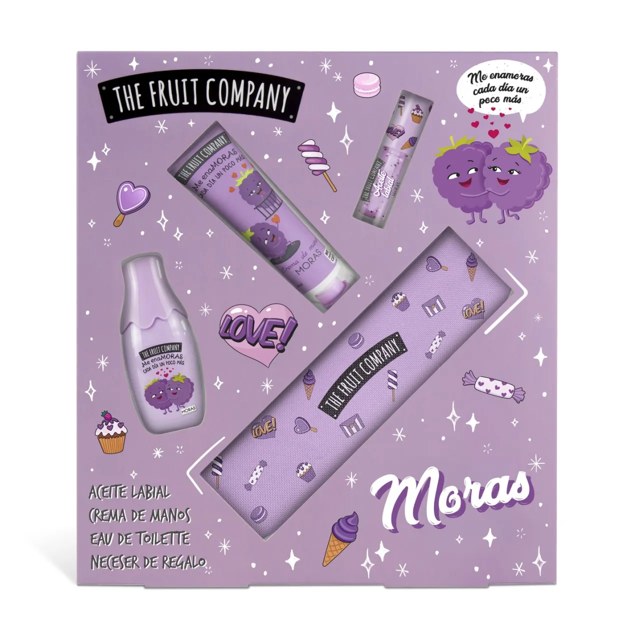 Pack Moras Aceite Labial + Crema de Manos + Eau de Toilette + Neceser