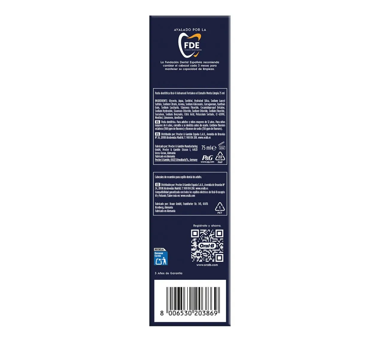 Pack Pro Vitality Cepillo de Dientes Eléctrico + Pasta Dentífrica Advanced + Recambios