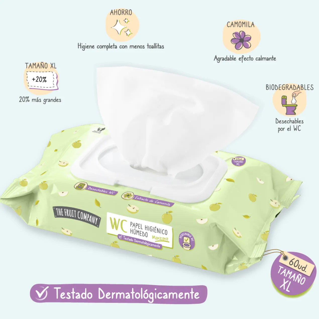 Papel Higiénico Húmedo WC Manzana