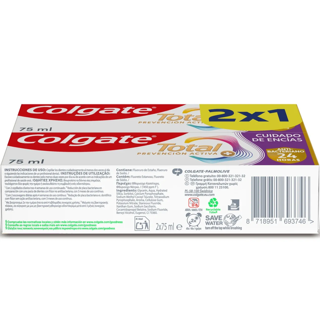Pasta de Dientes Total Prevención Activa + Cuidado de Encías