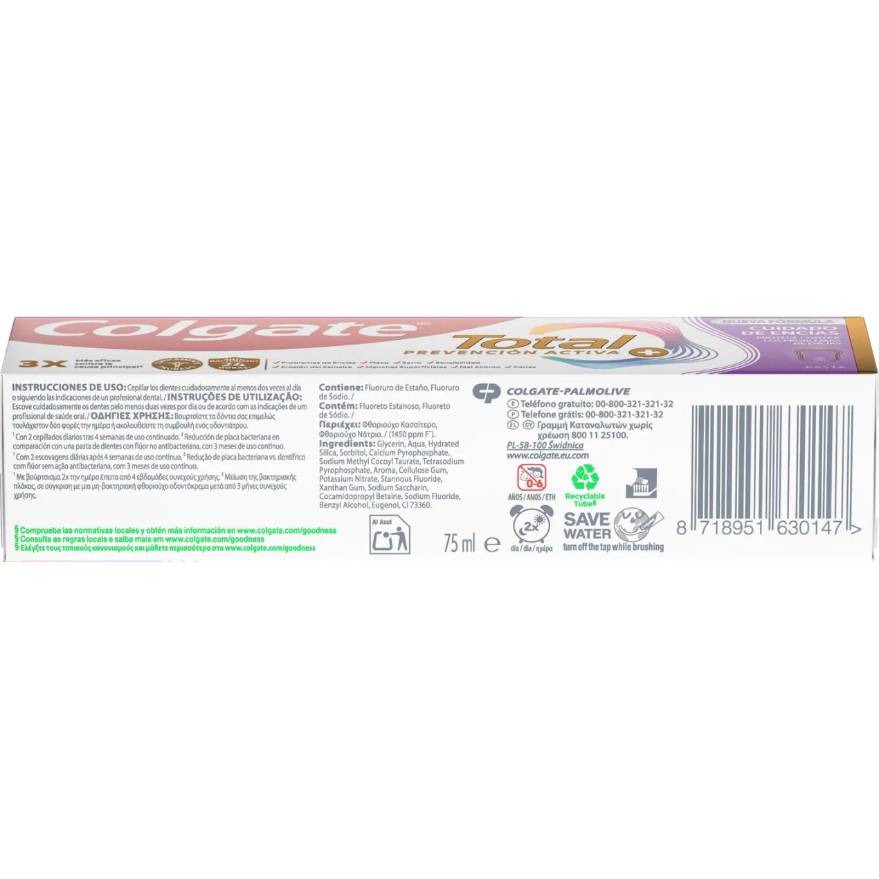 Pasta de Dientes Total Prevención Activa + Cuidado de Encías